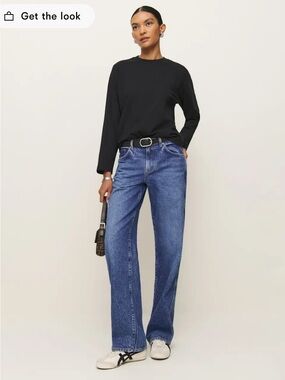 Reformation Asher Oversized Long Sleeve Tee Relaxed fit Organic Cotton M Black